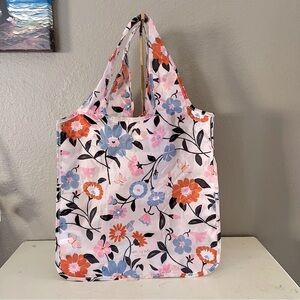 Kate Spade Floral Reusable Tote Bag Pink Blue Eco Shopper Market Beach